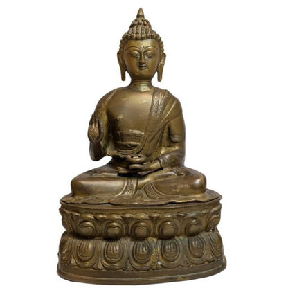 Buddha Statue Bronze feuervergoldet Tibet Vitarka Mudra