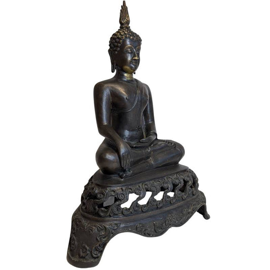 Buddha Statue Bronze Figur Vergoldung Detail