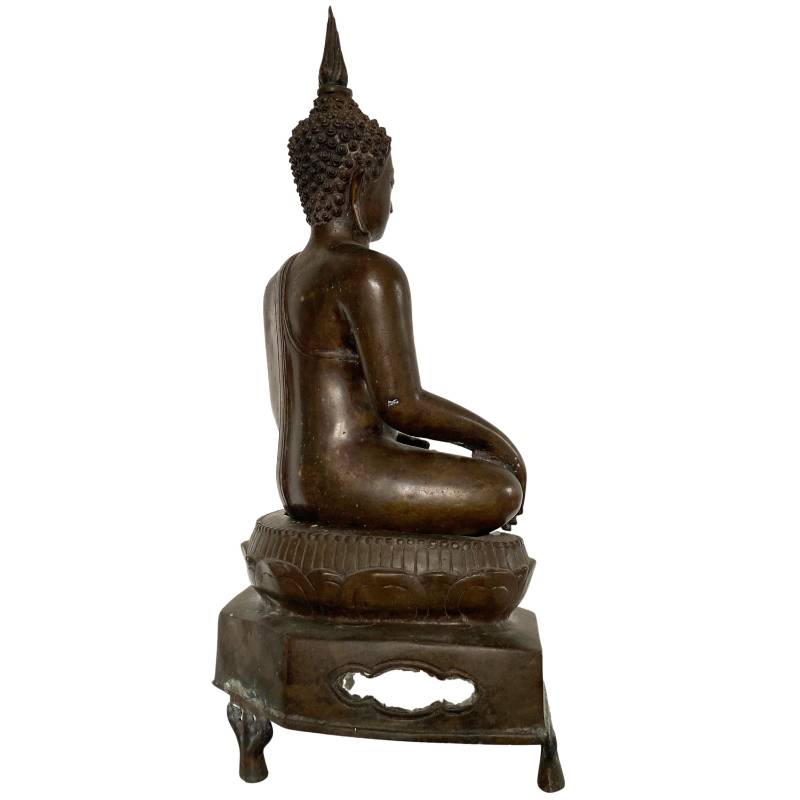Thailändische Buddha-Statue aus Bronze in Meditationshaltung