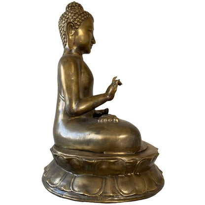 Antike Buddha-Statue aus Java, Indonesien, gefertigt aus massiver Bronze, 19. Jahrhundert