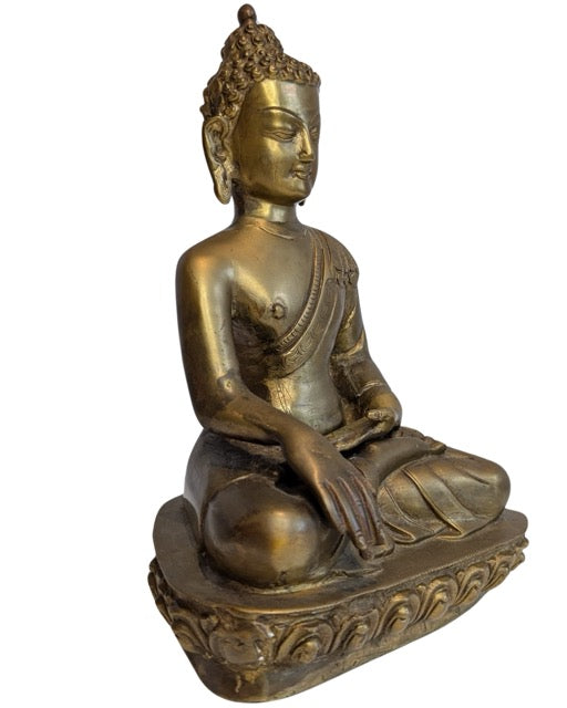 Buddha Statue Ladakh Bronze mit Gold und Patina