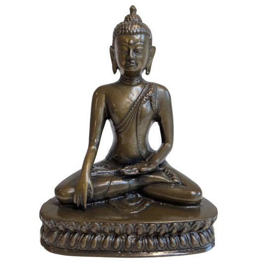 Buddha Statue Nepal Bronze sitzend Lotusbasis