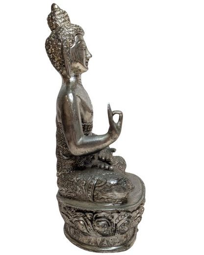 Buddha Statue White Metal Nepal Lotusbasis