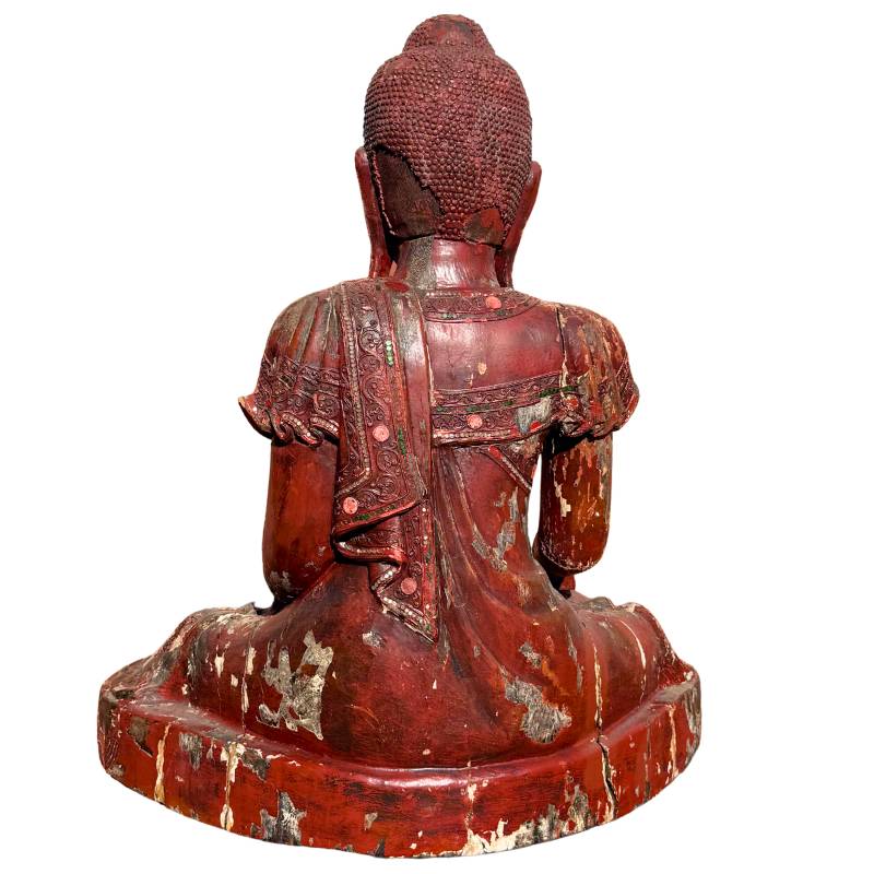 Buddha Tempelstatue aus Holz aus Myanmar
