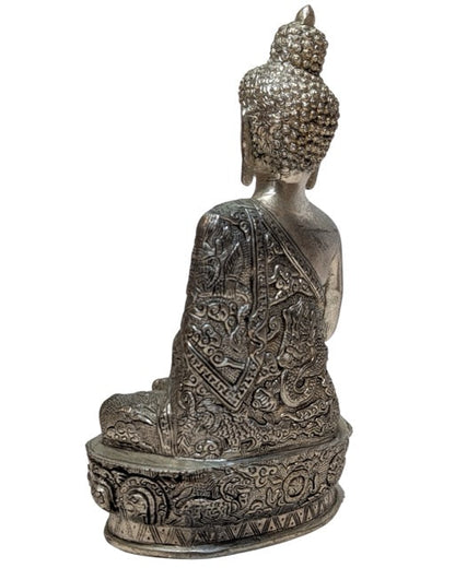 Buddha White Metal Nepal klassische Statue