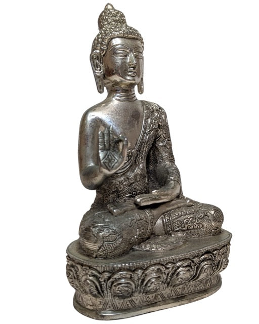 Buddha White Metal Nepal Statue Abhaya Mudra