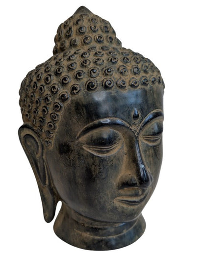 china buddha kopf bronze skulptur ruhiger gesichtsausdruck