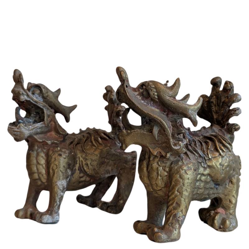 china foo dogs bronze paar traditionelle figuren