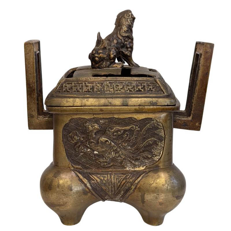 china raeucherbrenner bronze drache relief ornament