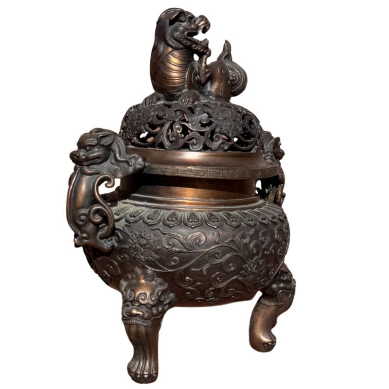 Chinesische Bronze Räucherschale als traditioneller Räucherbehälter
