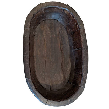 Chinesische Holzschale mit Seilbindung traditionell antik mit Patina und Nutzungsspuren
