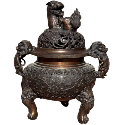 Chinesischer Bronze Räucherbehälter mit Deckel
