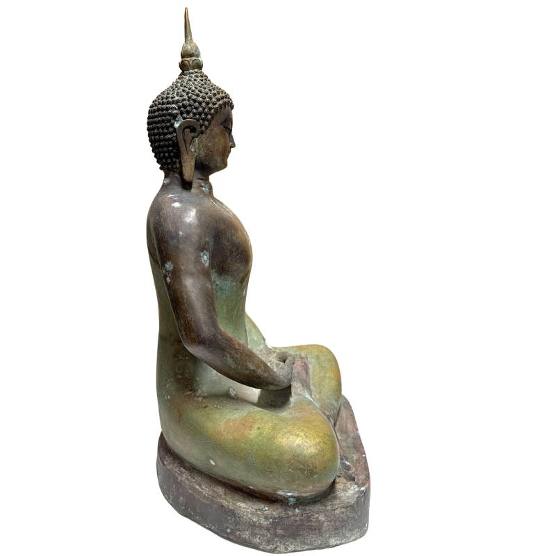 Chinesische Buddha-Statue aus feuervergoldeter Bronze