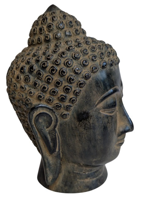 chinesischer buddha kopf bronze skulptur haarstruktur