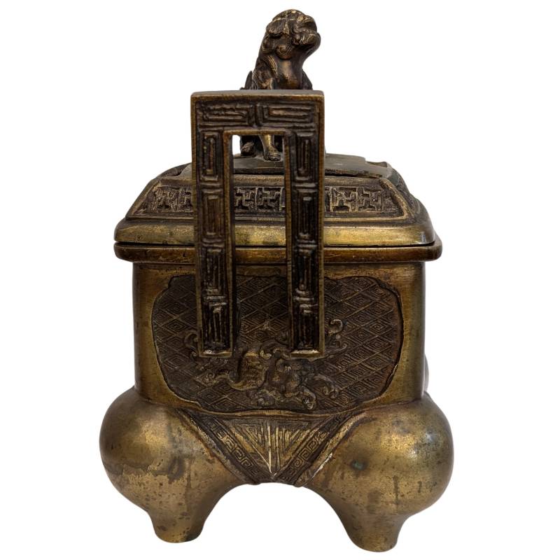 chinesischer raeucherbrenner bronze deckel foo hund figur