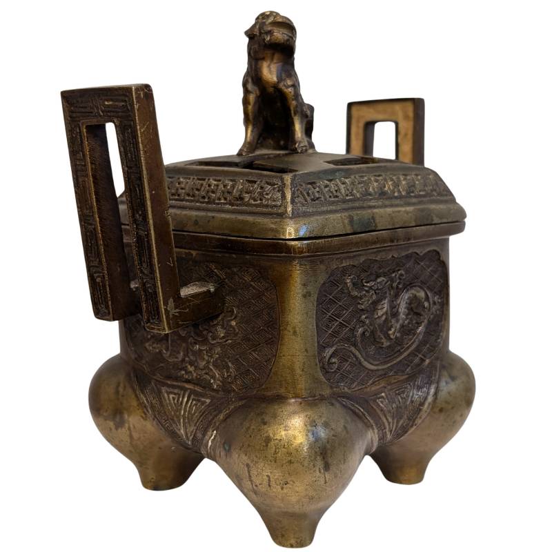 chinesischer raeucherbrenner bronze detail drache motiv