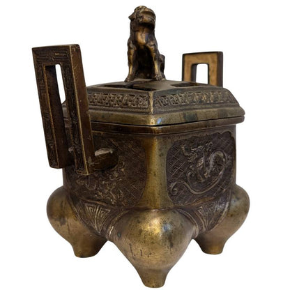 chinesischer raeucherbrenner bronze detail drache motiv