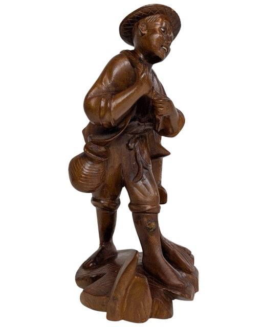 Fischerfigur Holz China traditionelle Schnitzkunst Darstellung
