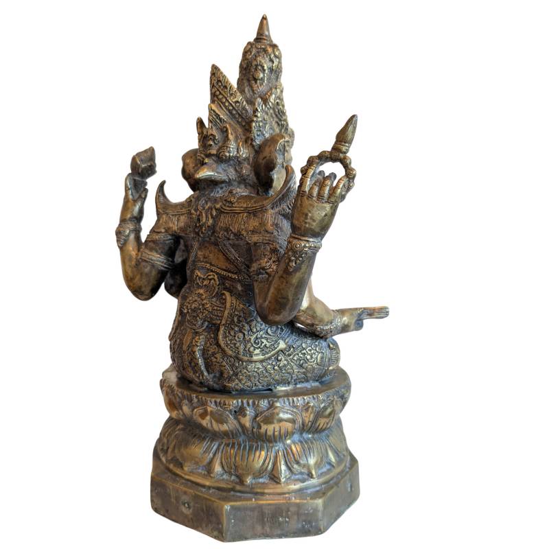 Antike Ganesha-Bronzestatue im Khmer-Stil mit seltener Buddha-Figur in der Krone, feuervergoldet, Gewicht 6,8 kg, Lot 152.