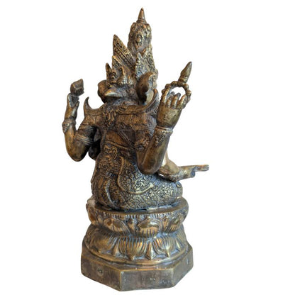 Antike Ganesha-Bronzestatue im Khmer-Stil mit seltener Buddha-Figur in der Krone, feuervergoldet, Gewicht 6,8 kg, Lot 152.