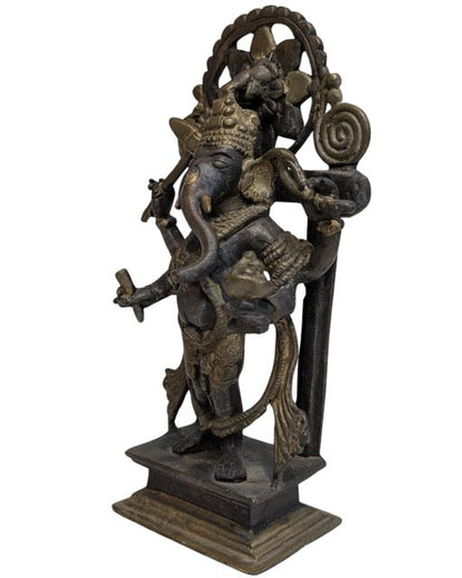 Ganesha Bronze Himalaya mit Rückplatte und Lotus