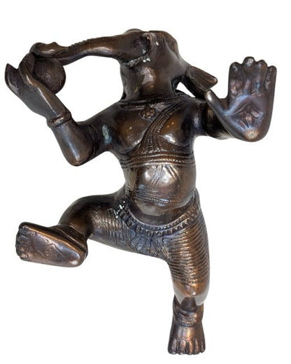 Ganesha Bronze Indien schwere Figur mit Patina