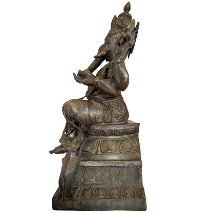 Ganesha Skulptur Bronze feuervergoldet 41 kg Tempelbild 
