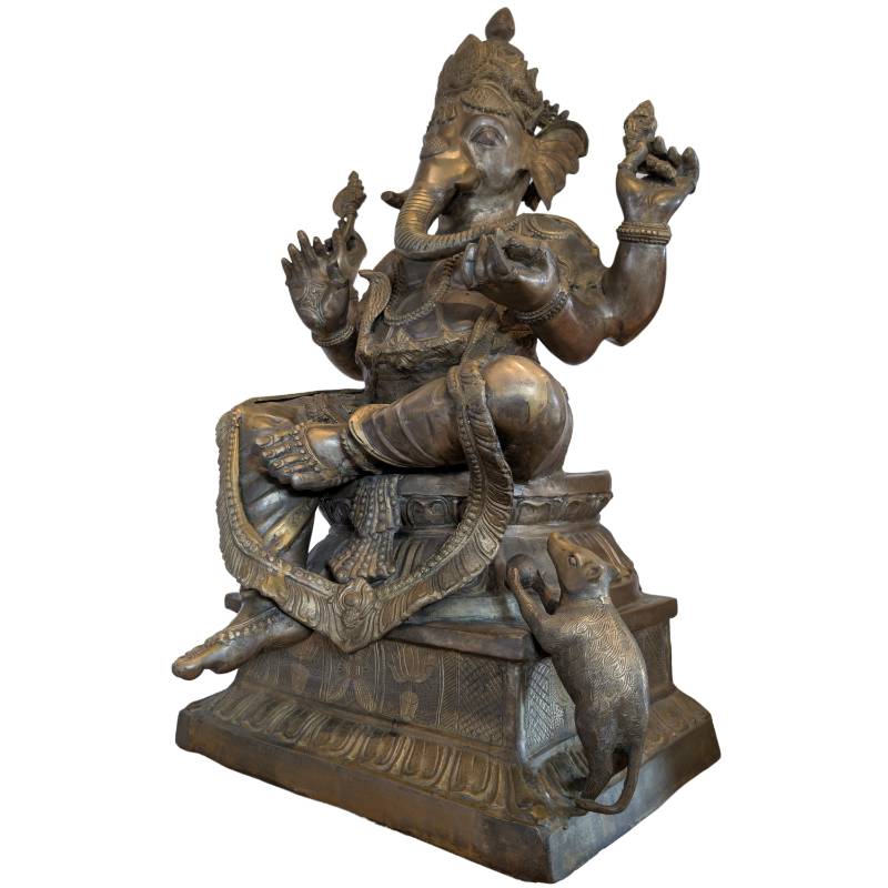 Ganesha Skulptur Bronze feuervergoldet großes Tempelbild Nepal 