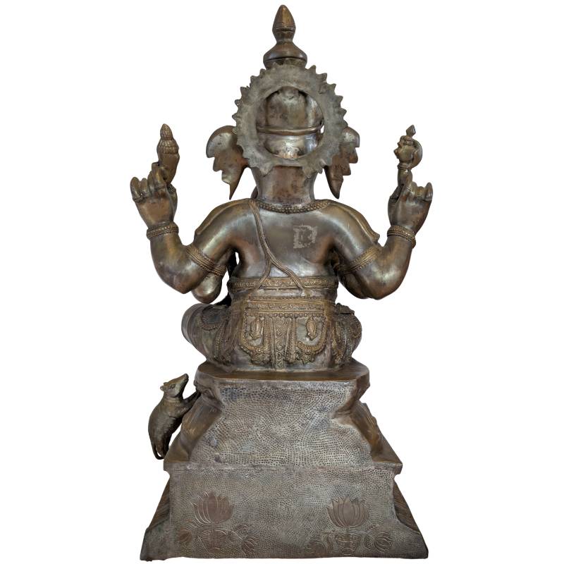 Ganesha Skulptur Bronze feuervergoldet Kalasha Motiv Nepal 