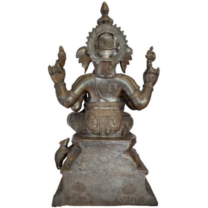 Ganesha Skulptur Bronze feuervergoldet Kalasha Motiv Nepal 