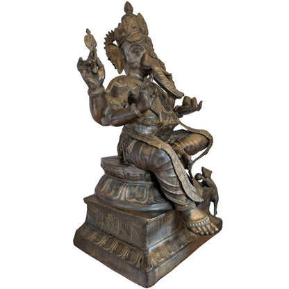Ganesha Skulptur Bronze feuervergoldet Lotus Basis Nepal 