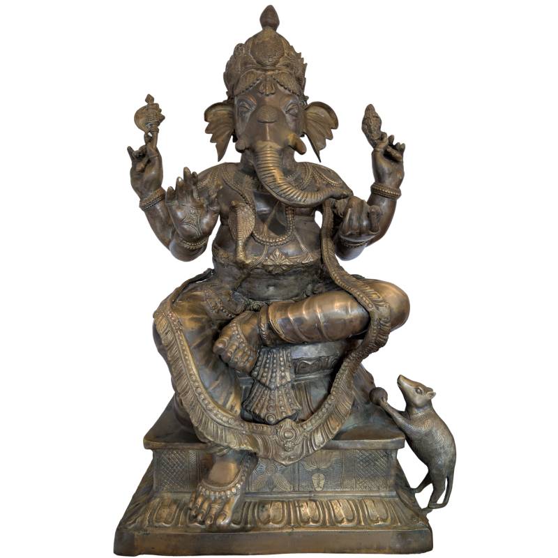 Ganesha Skulptur Bronze feuervergoldet Nepal Tempelbild 