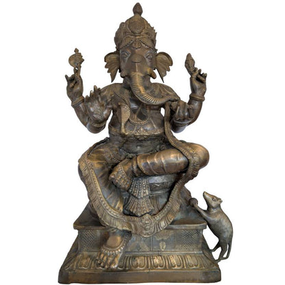 Ganesha Skulptur Bronze feuervergoldet Nepal Tempelbild 