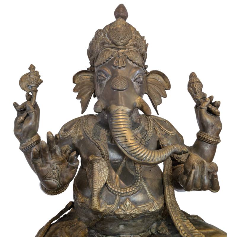 Ganesha Skulptur Bronze feuervergoldet tantrische Symbolik Nepal 