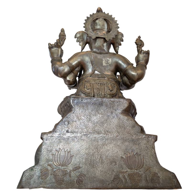 Ganesha Skulptur Bronze feuervergoldet vierarmig Nepal 