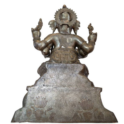 Ganesha Skulptur Bronze feuervergoldet vierarmig Nepal 