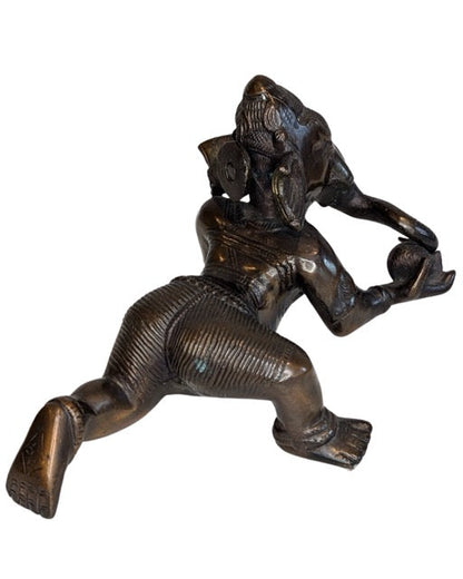 Ganesha Statue Bronze Indien mit Ornamenten und Schmuck