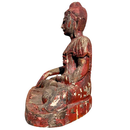 Große Buddha Holzfigur aus Burma
