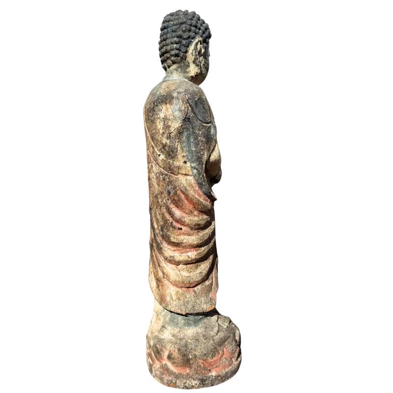 Große chinesische Kwan Yin Skulptur aus Holz
