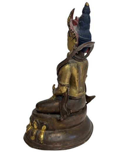 Grüne Tara Bronze Himalaya Lotussitz vergoldet Figur