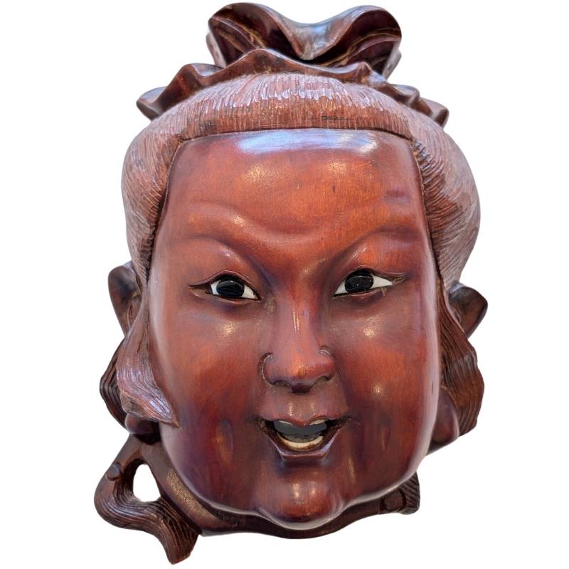 Guanyin Holzmaske China religiöses Wandobjekt alte Patina geschnitztes Holz