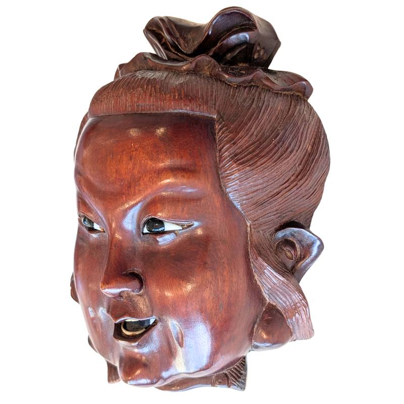 Guanyin Holzskulptur Kopf China religiöses Objekt geschnitztes Holz mit Alterung