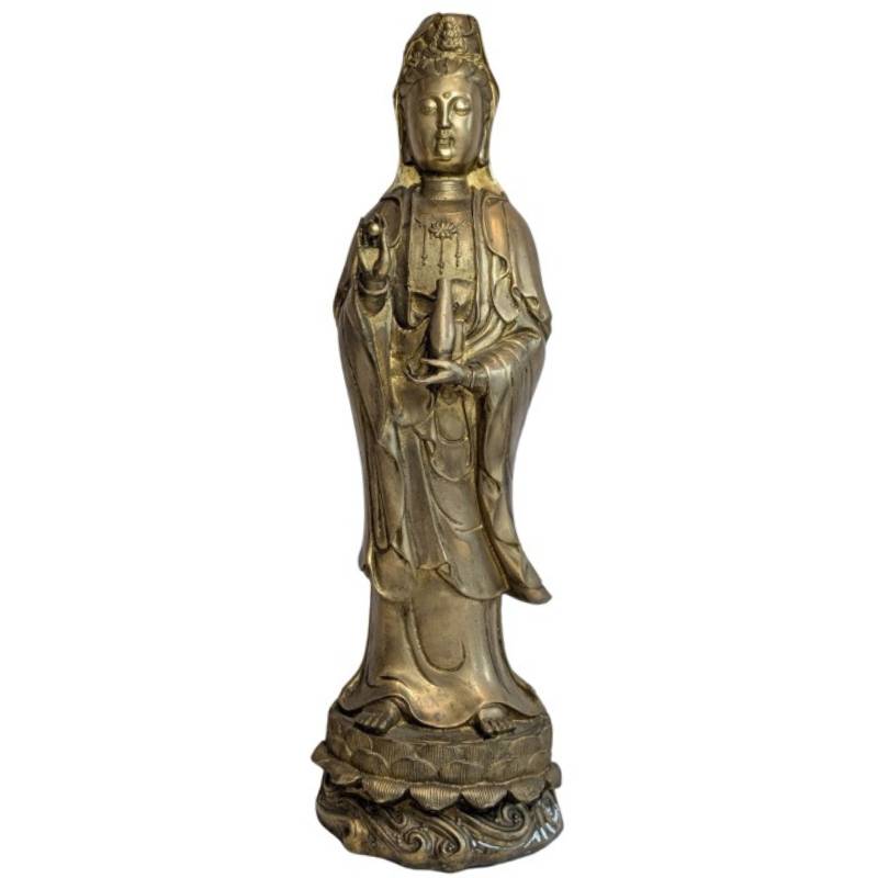 Guanyin Statue Bronze China stehend Qing Stil