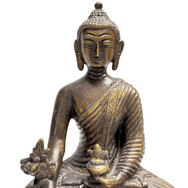 Handgefertigter Medizin Buddha Bronze Metall Statue