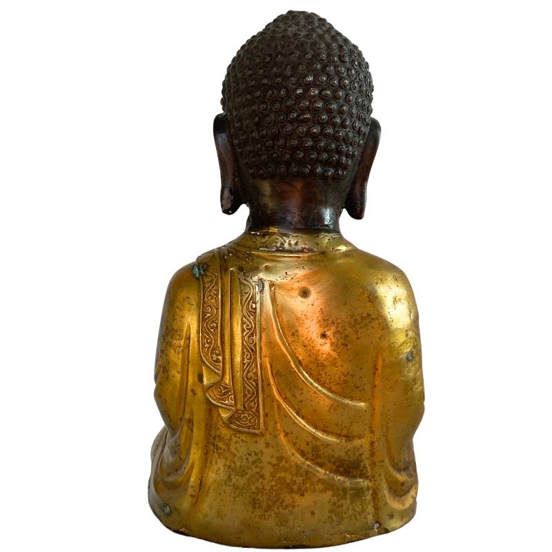 Himalaya Amitabha Buddha Bronze mit alter Patina und Vergoldung