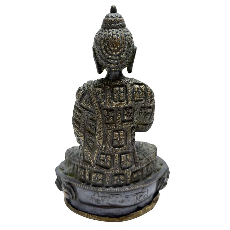 Exquisites Set aus zwei Himalaya-Buddhas, Bronze mit Feuervergoldung, Lot 457, Abhaya Mudra (Geste der Furchtlosigkeit), 18,5 cm hoch, 3,2 kg Gesamtgewicht, Newar-Stil aus Patan, 1stbuddha.