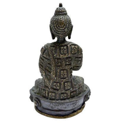 Exquisites Set aus zwei Himalaya-Buddhas, Bronze mit Feuervergoldung, Lot 457, Abhaya Mudra (Geste der Furchtlosigkeit), 18,5 cm hoch, 3,2 kg Gesamtgewicht, Newar-Stil aus Patan, 1stbuddha.