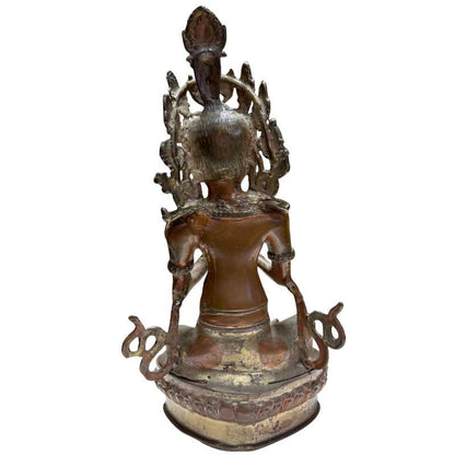 Antike Tara aus einer Himalaya-Meisterwerkstatt, Bronze-Kupferlegierung, 38 cm hoch, 3,9 kg schwer, detaillierte Kataka Mudra, authentisches Atelierwerk des 18.-19. Jahrhunderts, Lot 431.
