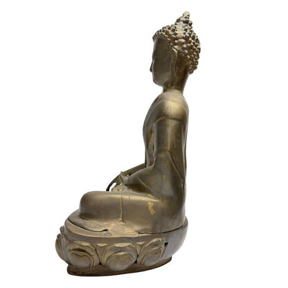 Bedeutender Himalaya-Buddha aus dem 18./19. Jahrhundert, feuervergoldete Bronze, Lot 453, Bhumisparsha Mudra, 38 cm hoch, 4,6 kg massiv, authentische Newar-Gusskunst aus Nepal, 1stbuddha Expertise.