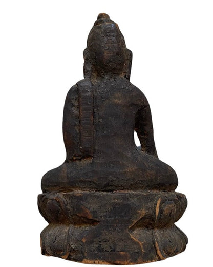 Himalaya Buddha Holzstatue – Lotus Devotionsbild | 1stBuddha